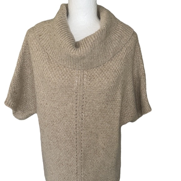Coldwater Creek Tan Cashmere Blend Cowl Neck Dolman Sleeve Sweater - 10 / 12 - Picture 2 of 10